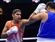Indian boxer Narendar in action